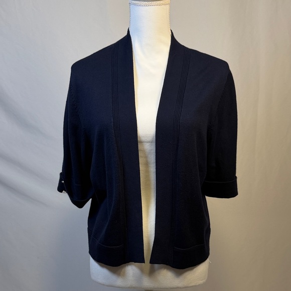 Isela Sweaters - Women's Navy Open-Front Cardigan Size Large